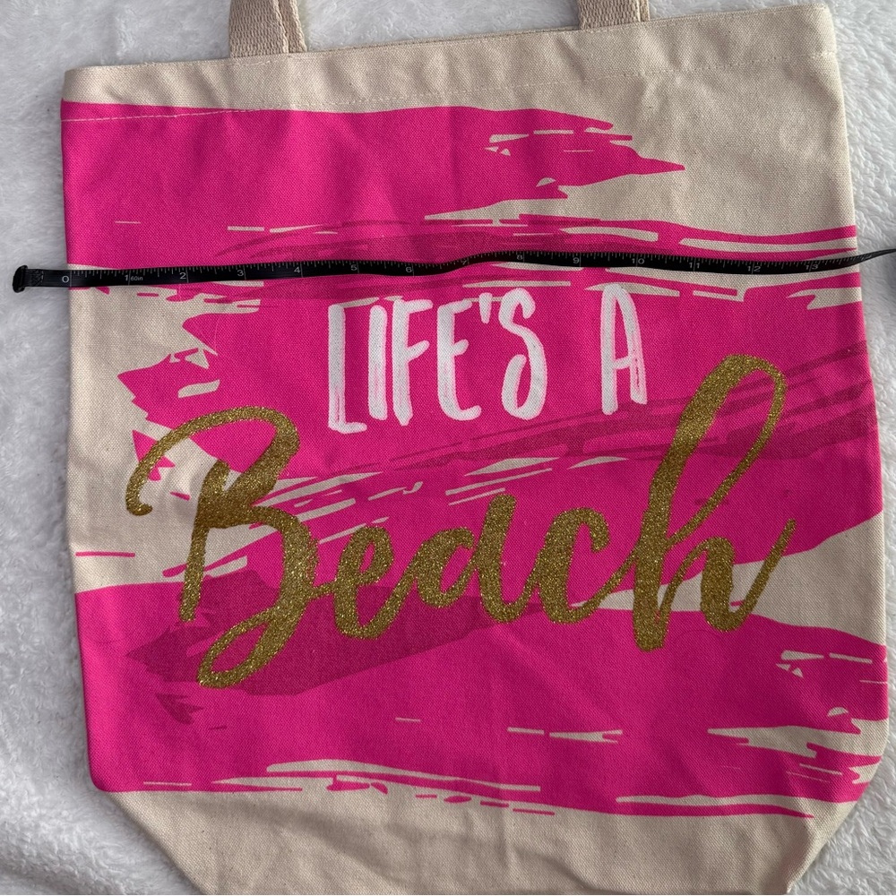 Mud Pie “Life’s a Beach” Canvas Tote - One Size - Picture 4 of 9
